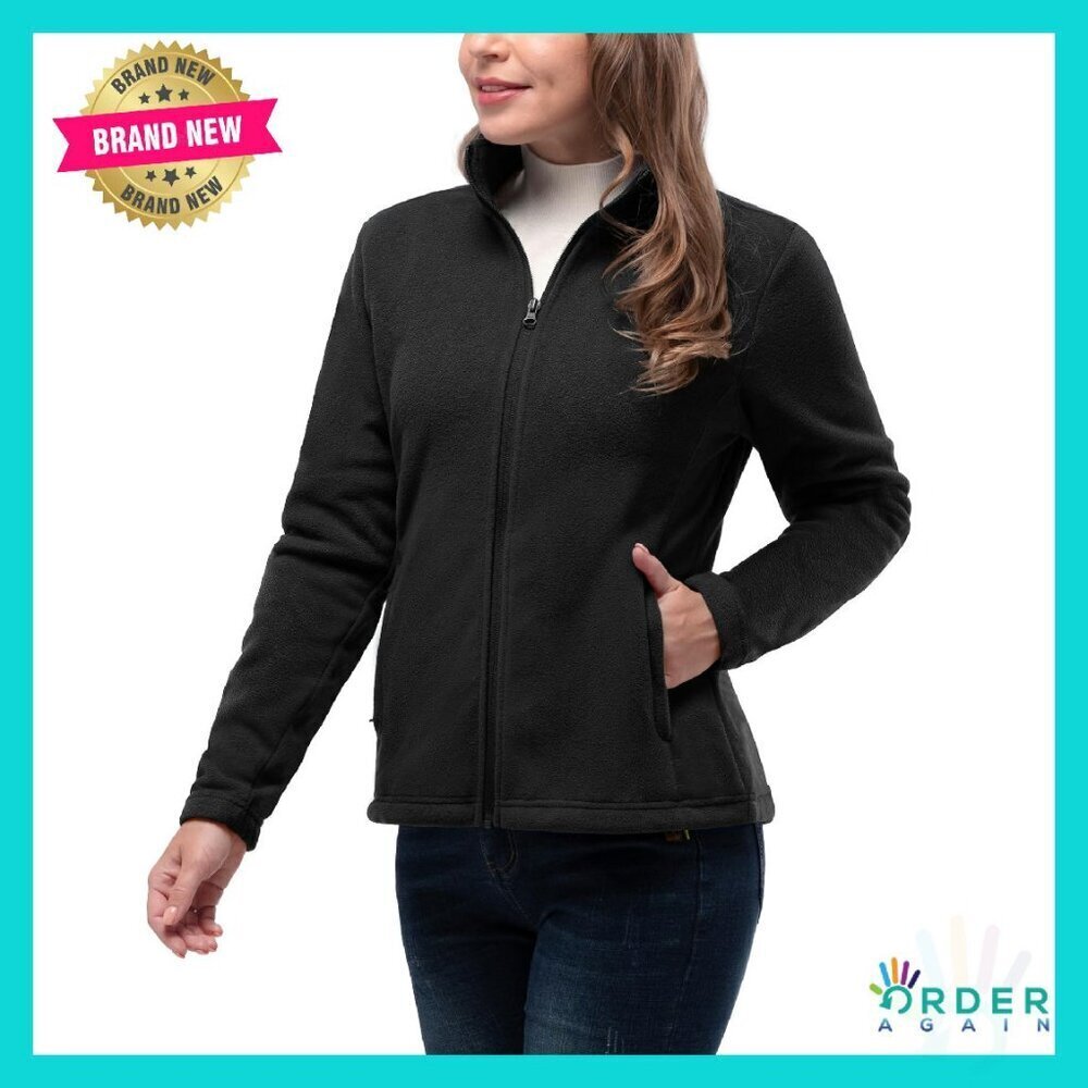 Zip Up Fleece Jacket Long Sleeve Warm Soft Polar Lightweight Coat Classic Fit